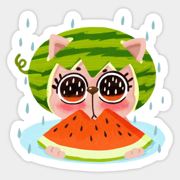 Watermelon Kitty Sticker by BBvineart